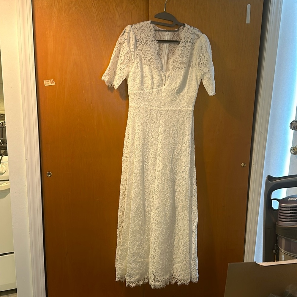 New BCBG white lace dress
